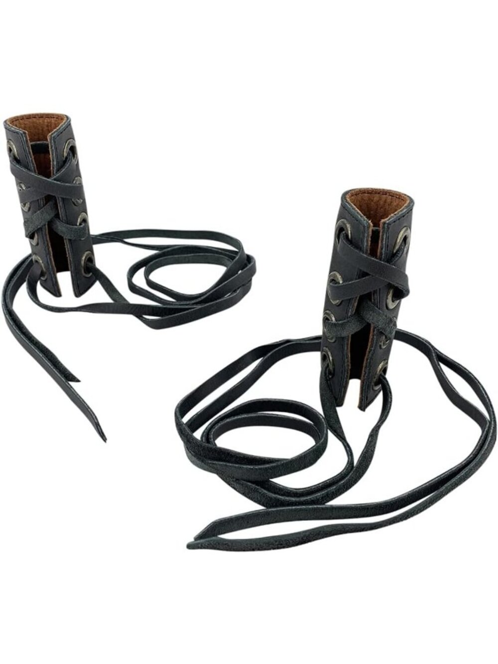 Handmade Leather Hair Ties Set of 2 | Ponytail & Braid Holders | Charcoal Black